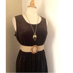 Vintage 90's Brown VELVET Dress - Studio Ease - Sleeveless Brown Maxi Dress - M